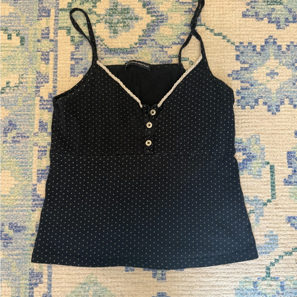 Brandy Melville Black and White Polka Dot Tank Top